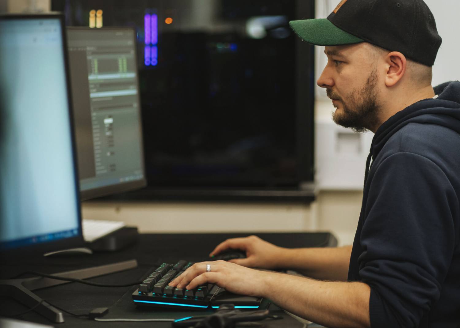 Student using a computer