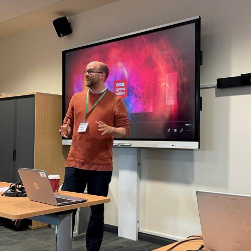 Lecturer in front of class