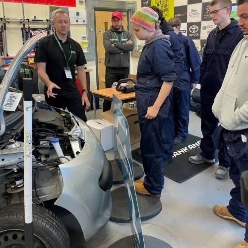 Motorsport Engineering students working on the car that will compete at the Student Motorsport Challenge