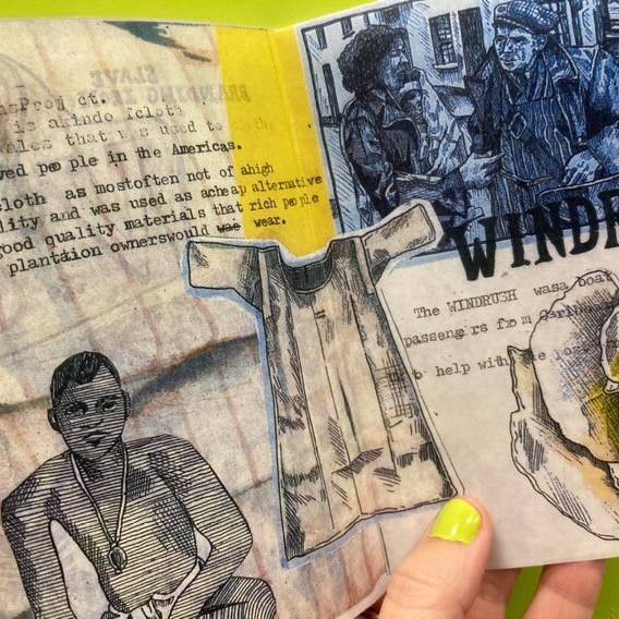 Darluniau a welir yn Hanesion Plethedig Gwlân Cymru a Chaethwasiaeth