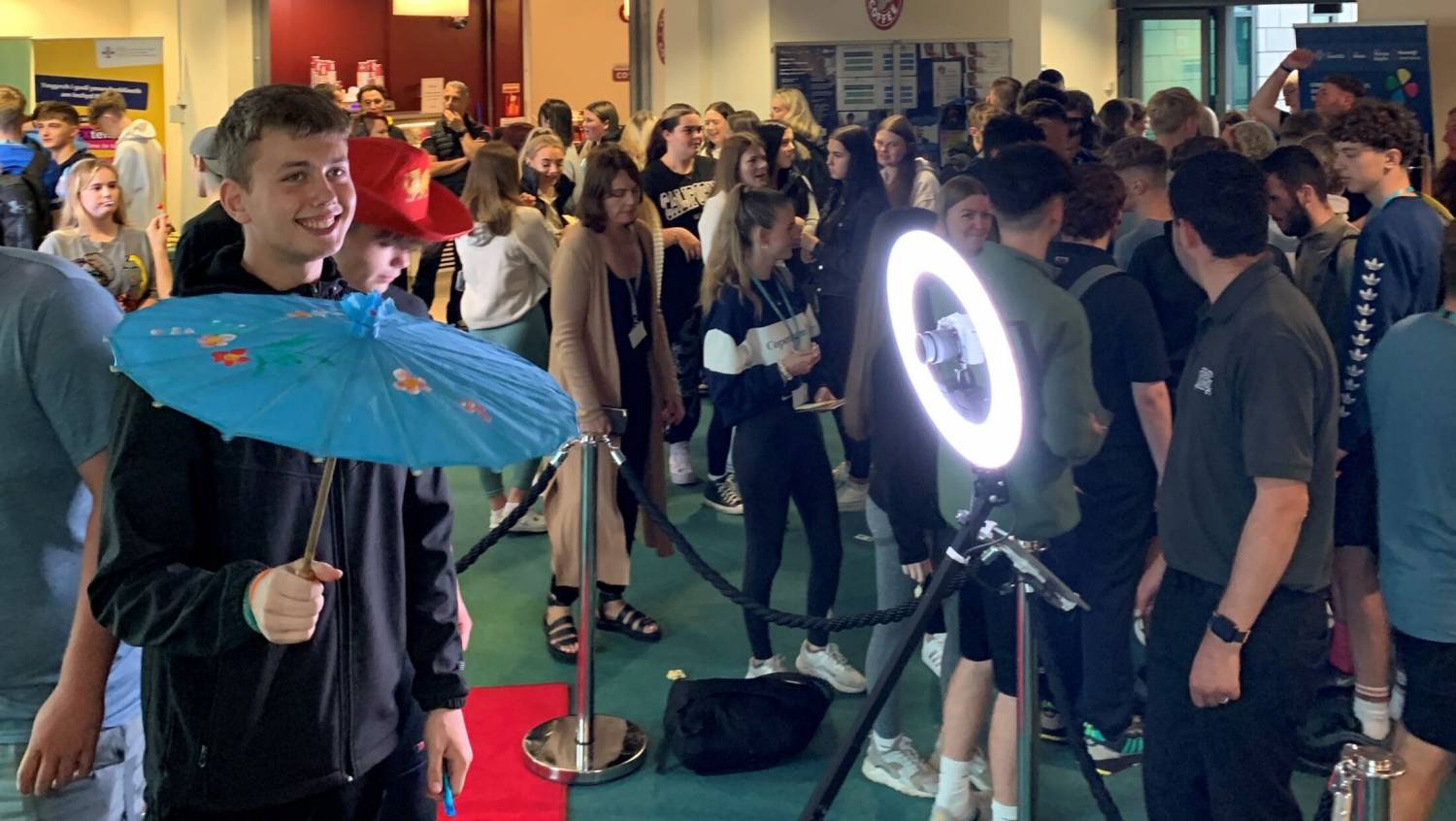 Students at the Freshers Fair at Coleg Menai’s Llangefni campus