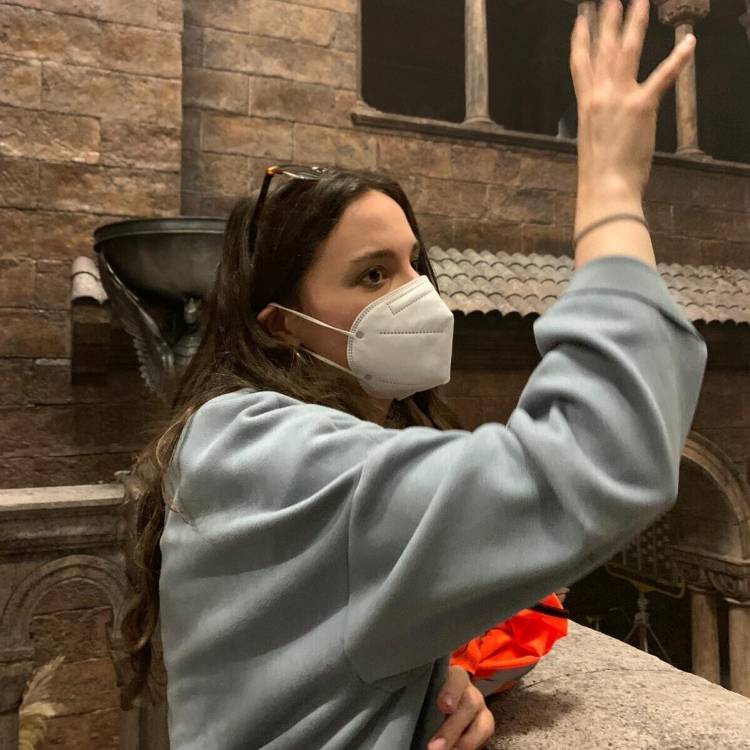 Former Coleg Menai student Beth Elen Roberts on the set of The Red Keep from TV show House of the Dragon