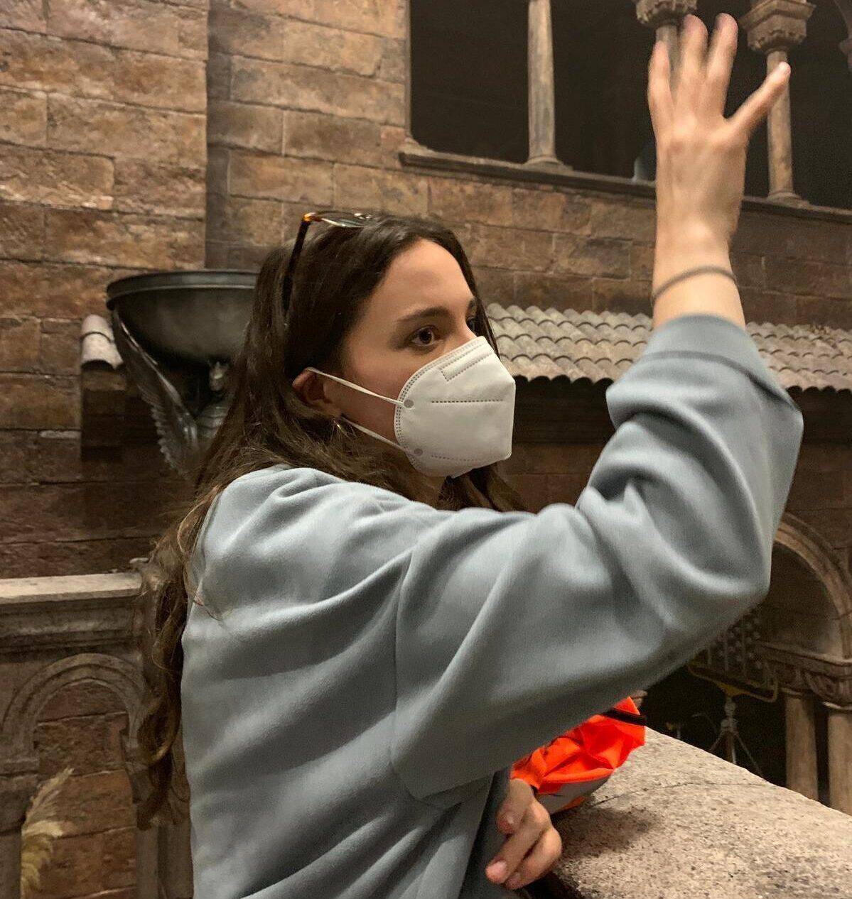 Former Coleg Menai student Beth Elen Roberts on the set of The Red Keep from TV show House of the Dragon