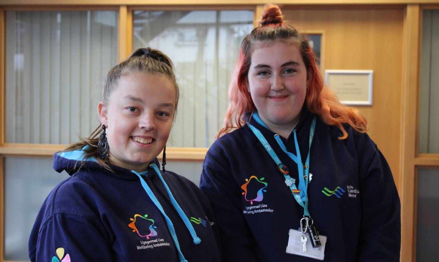 Coleg Llandrillo Wellbeing Ambassadors Chloe Pullen and Llinos Price