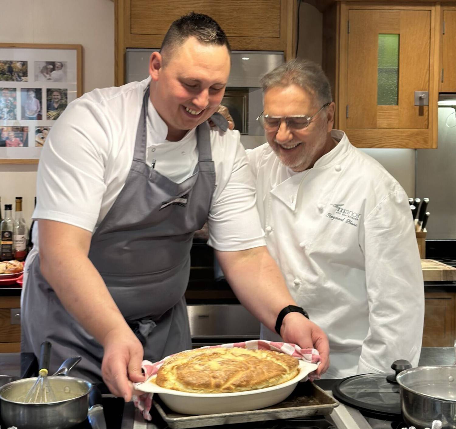 Former Coleg Menai student Michael John with Raymond Blanc