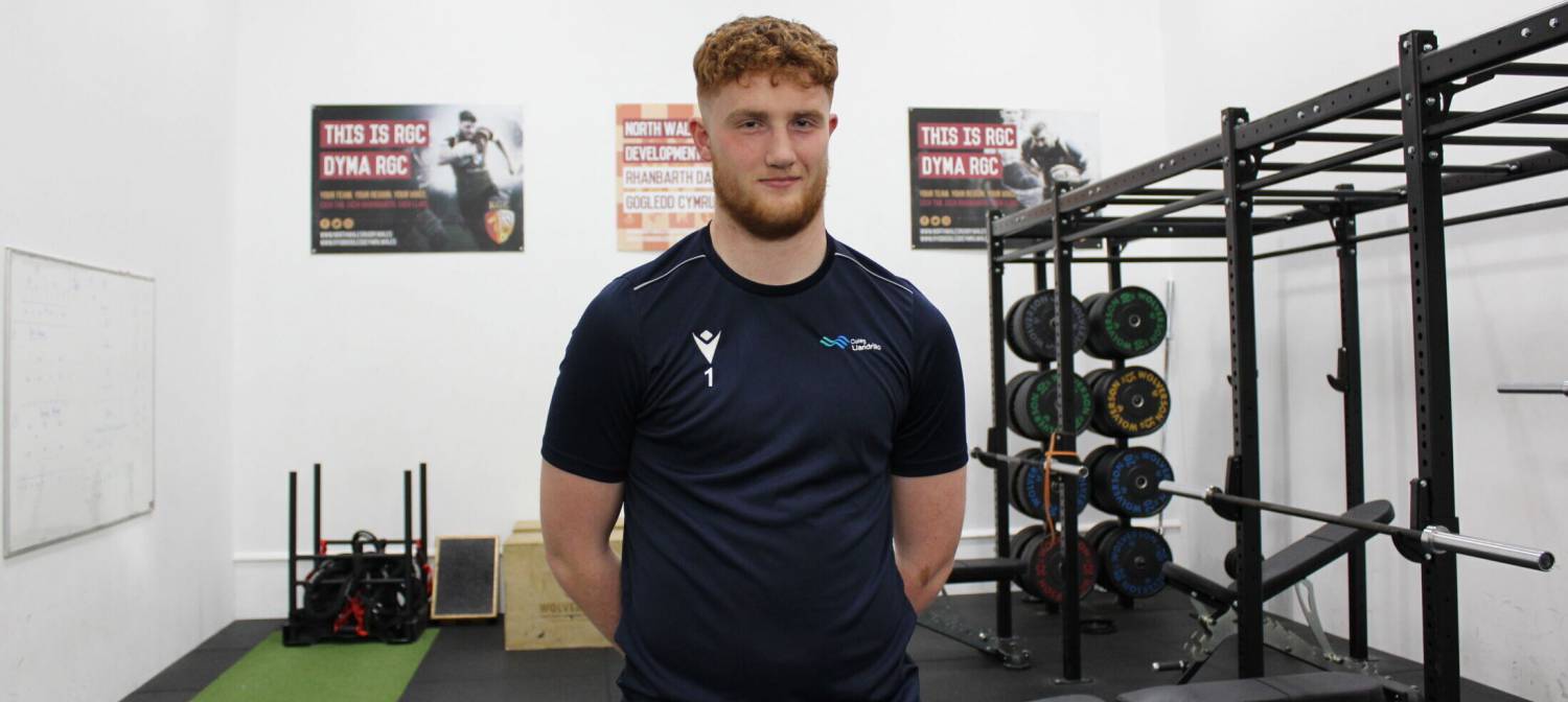 Dylan Alford in the gym at Coleg Llandrillo’s sports centre in Rhos-on-Sea