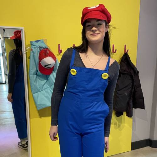 A Coleg Meirion-Dwyfor student dressed as Mario at the National Videogame museum in Sheffield