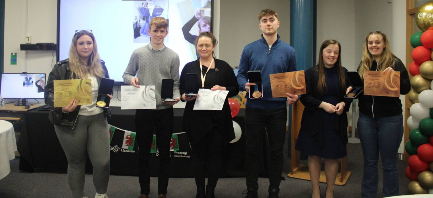 Skills Competition Wales medallists at the awards ceremony at Coleg Llandrillo in Rhos-on-Sea
