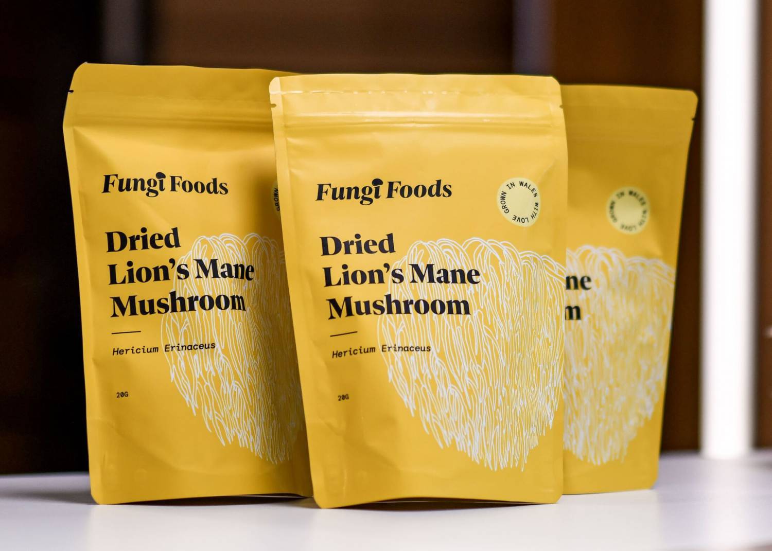 Cynnyrch Fungi Foods Gareth Griffith-Swain, Madarch Pigau Barfog wedi'u Sychu